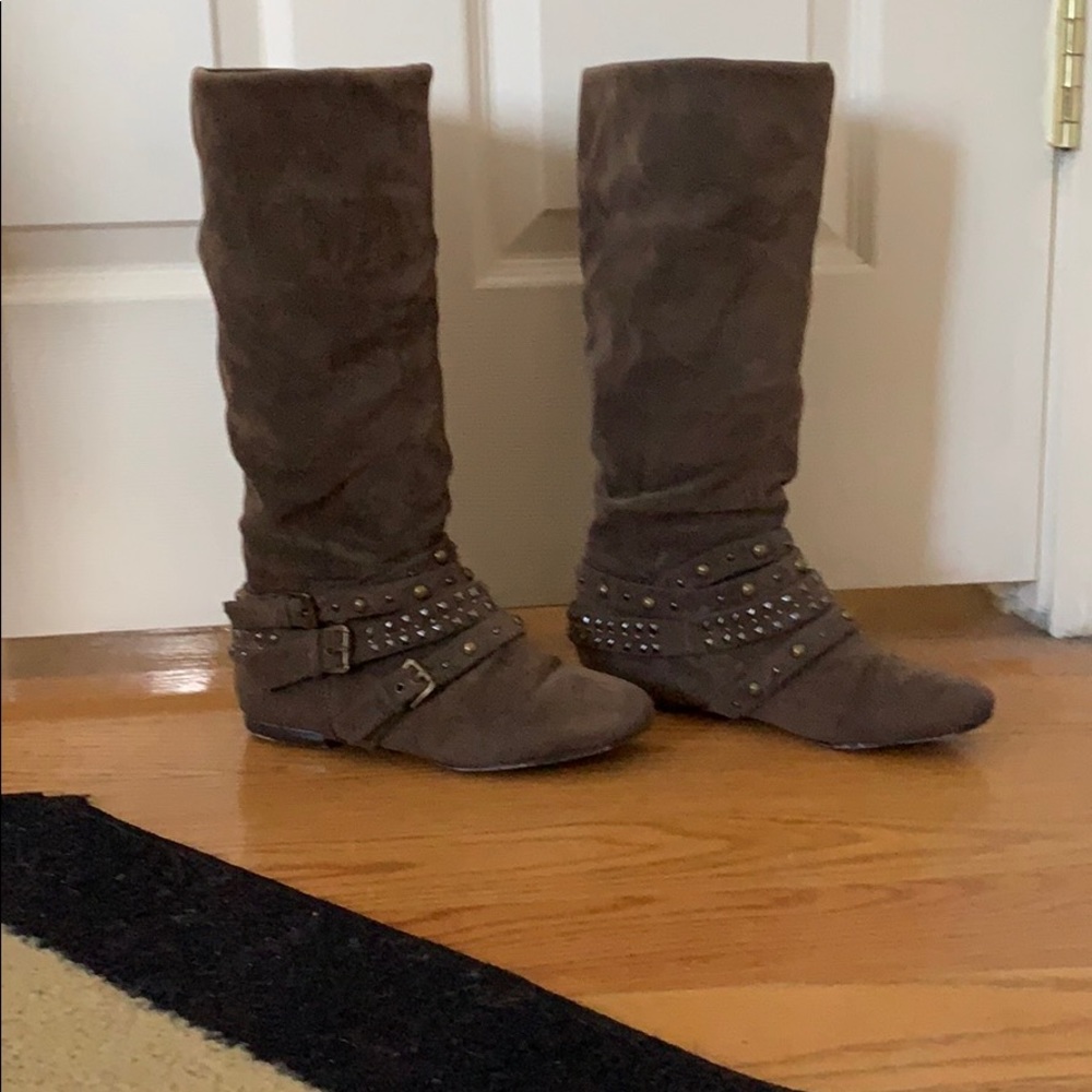 Brown studded boots